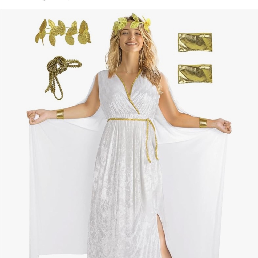 White and Gold Greek Goddess Costume